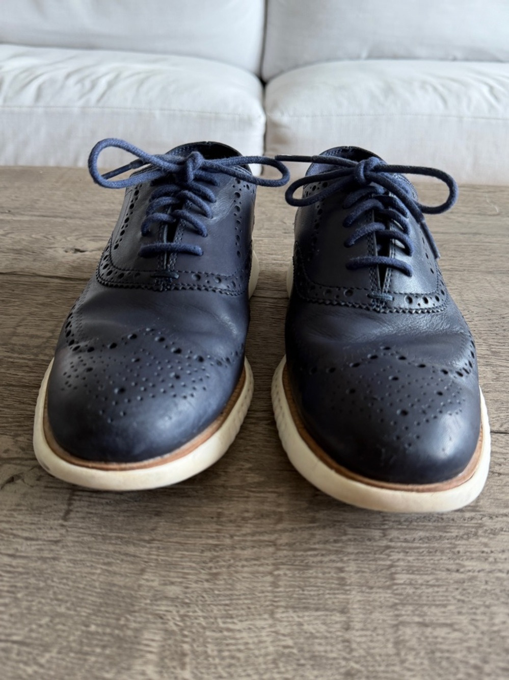 Cole Haan ZeroGrand Wingtip Oxford Navy Leather Shoes Men’s 7.5M - Picture 6 of 15